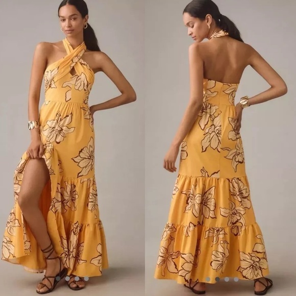 NWT Anthropologie Hutch Floral Halter Maxi Dress - Loose stitch - Picture 1 of 4